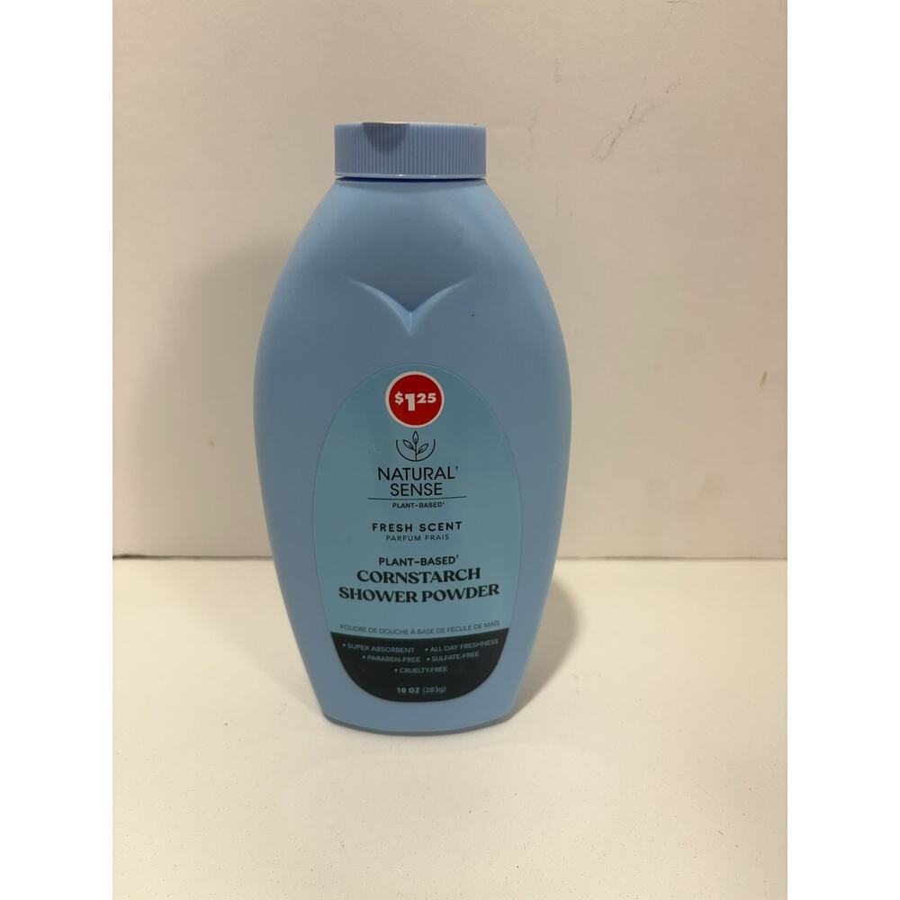 Natural Sense Plant Based Fresh‎ Scent Cornstarch Shower Powder 10 oz Sealed!